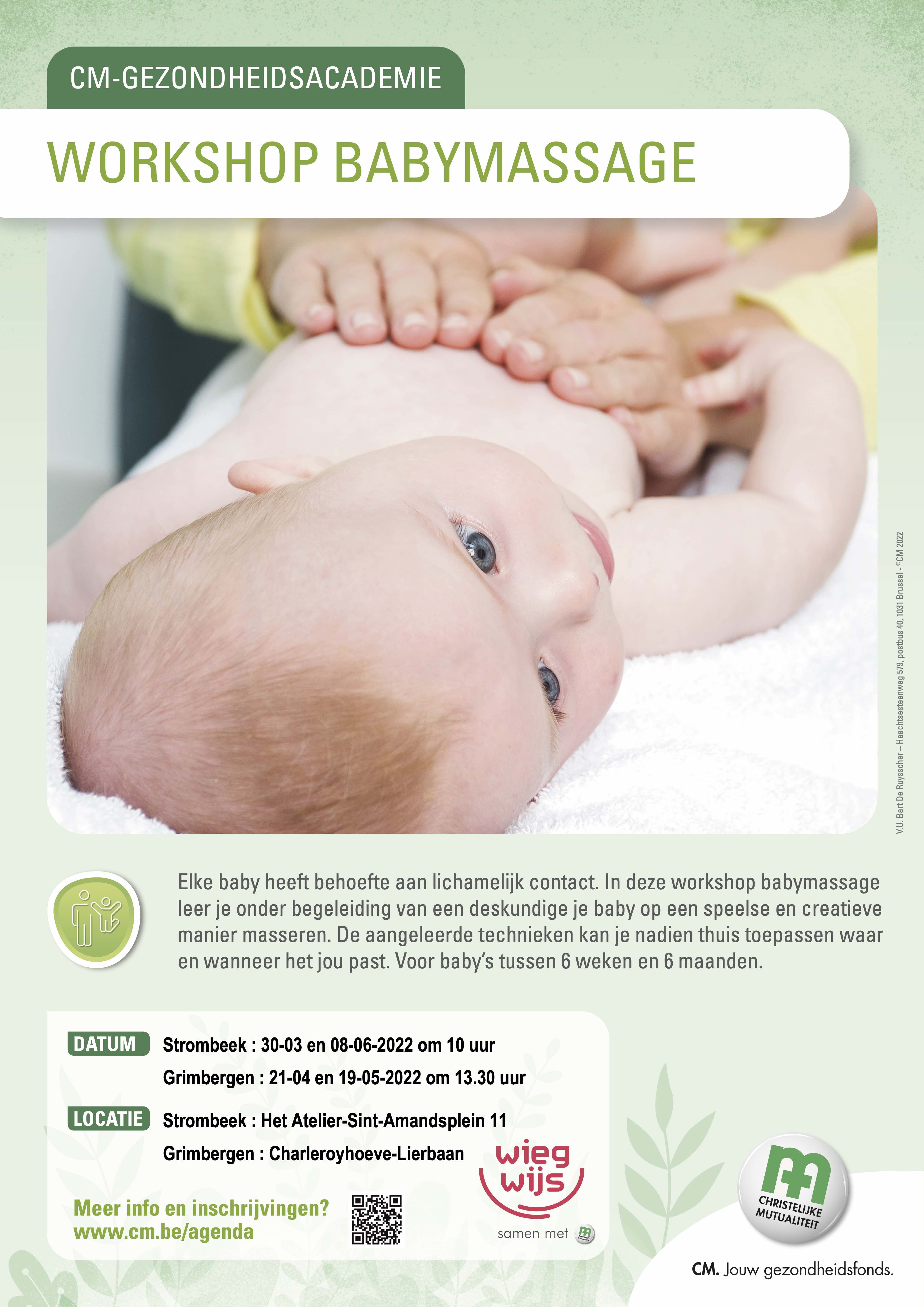 Affiches babymassage Strombeek en Grimbergen voorjaar22